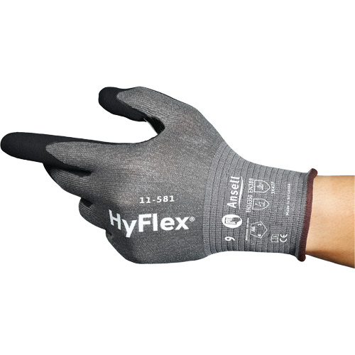 HyFlex® 11-581 Ultra-Lightweight Industrial Gloves, 8, 21 Gauge, Nitrile Coated, ASTM ANSI Level A6