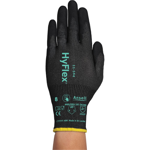 HyFlex® 11-594 Cut-Resistant Gloves, 6/X-Small, 18 Gauge, Nitrile Coated, ASTM ANSI Level A9/EN 388 Level F