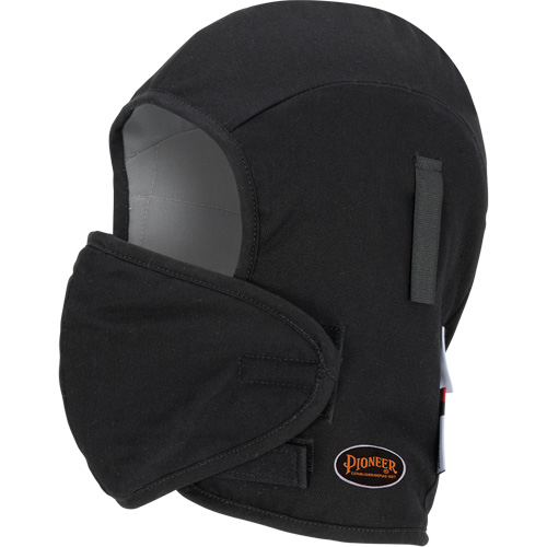 Pioneer 766A Flame-Resistant Quilted Hard Hat Liner with Detachable Mouthpiece, Black/Grey, Cotton/FR-Tech®/Modacrylic/Nylon