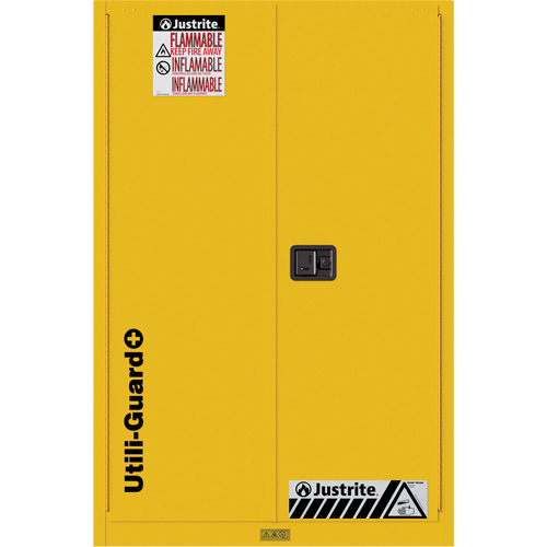 Utili-Guard+ Flammable Safety Cabinet, 90 Gal., 2 Door, 43" W x 65" H x 37" D