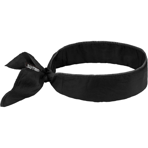 Chill-Its 6702 Cooling Headband with Embedded Polymers & Tie Closure, Black