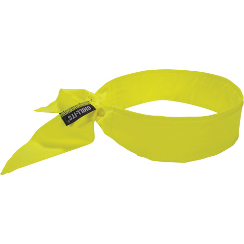 Chill-Its 6702 Cooling Headband with Embedded Polymers & Tie Closure, High Visibilty Lime-Yellow