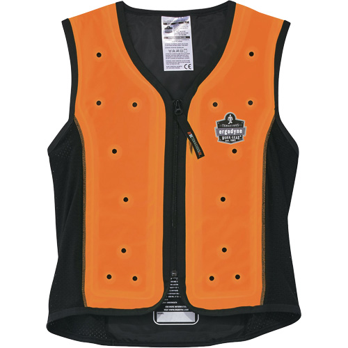 Chill-Its 6685 Dry Evaporative Cooling Vest with Zipper Closure, X-Large, Orange