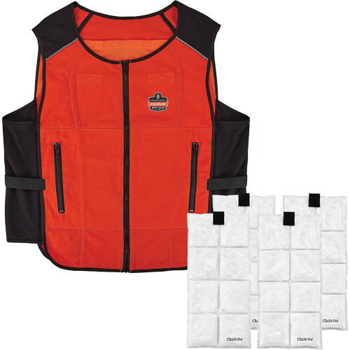 Chill-Its 6260 Lightweight Phase Change Cooling Vest with Rechargeable Packs, 2X-Large/3X-Large, Orange