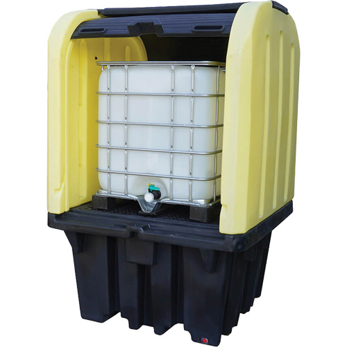 Yellow Roll Top Hardcover Spill Pallet, 65" L x 65" W x 101" H, 5000 lbs. Load Capacity