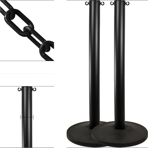 Industrial Stanchion Kit with Plastic Chain, 37" High, Black