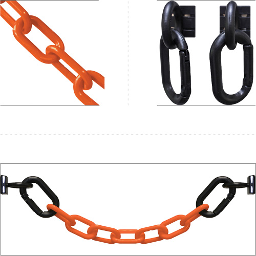 Magnetic Chain Barrier Warehouse Kit, Orange, 2" Link, 15' Length
