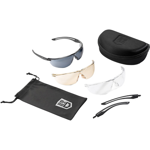 Gunfire 2.0 Ballistic Protection Safety Glasses Kit, Clear/Smoke/Copper Lens, Anti-Fog/Anti-Scratch, ANSI Z87+