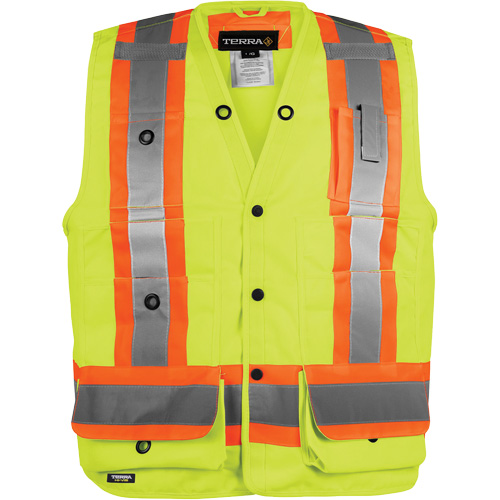 High-Visibility Surveyor's Vest, High Visibility Orange, Medium, Polyester