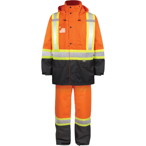 High-Visibility 150-Deniers Rain Suit, Polyester, 3X-Large, High Visibility Orange