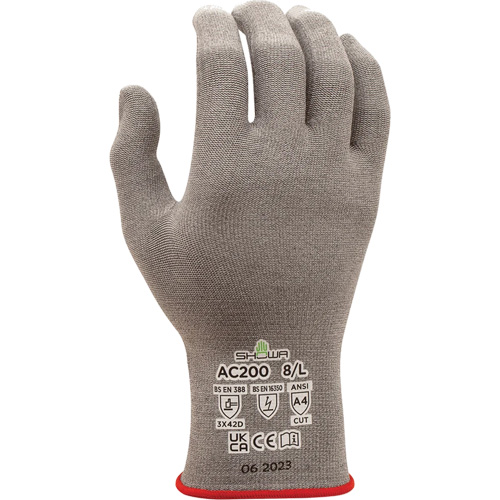 DURACoil Alpha AC200 Cut-Resistant ESD Gloves, X-Large, 18 Gauge, EN 388 Level D