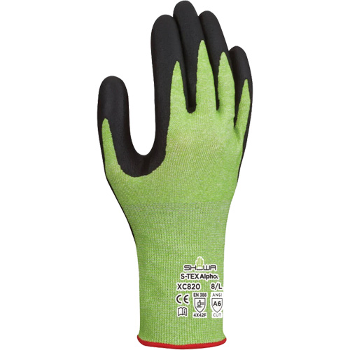 S-TEX Alpha XC820 Cut-Resistant Gloves, 6/Small, 18 Gauge, Microfoam Nitrile Coated, ASTM ANSI Level A6/EN 388 Level F