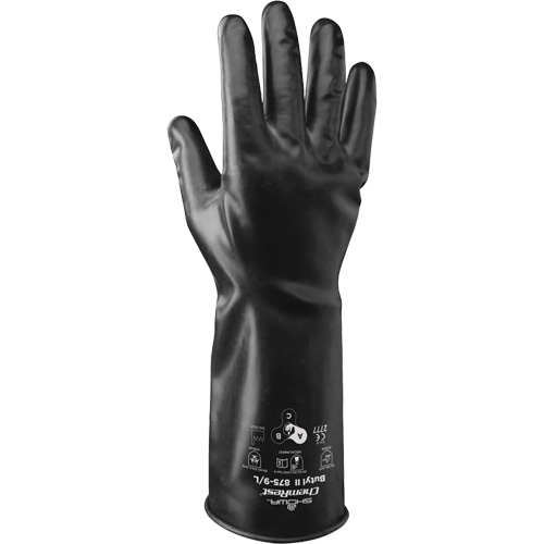 875 Acid-Resistant Gloves, Size X-Large/10, 14" L, Butyl Rubber, 14-mil