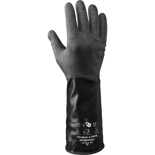 875R Acid-Resistant Gloves, Size Large/9, 14" L, Butyl Rubber, 14-mil