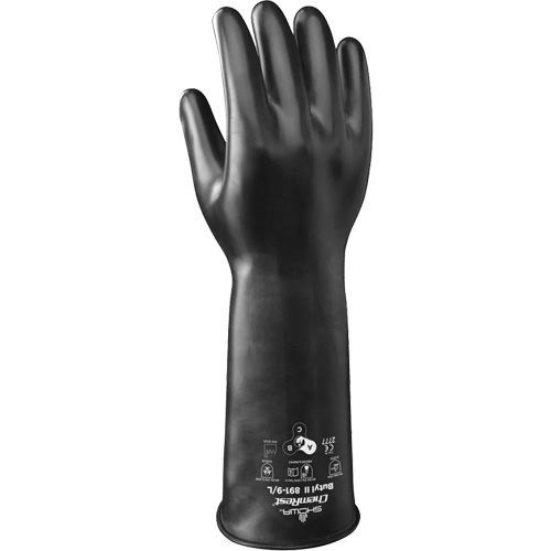 891 Chemical & Acid Resistant Gloves, Size X-Large/10, 14" L, Butyl Rubber/Viton®, 28-mil