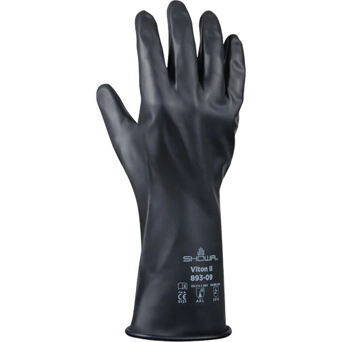 893 Chemical & Acid Resistant Gloves, Size Large/9, 12" L, Butyl Rubber/Viton®, 12-mil