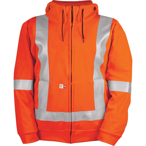 High-Visibility Wind Resistant Zip-Front Sweatshirt with DetachableHood, Men's, X-Large, High Visibility Orange, 27.7 cal/cm²