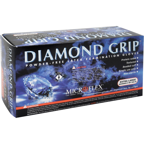 Diamond Grip™ Examination Gloves, 2X-Large, Latex, 8-mil, Powder-Free, Yellow, Class 2