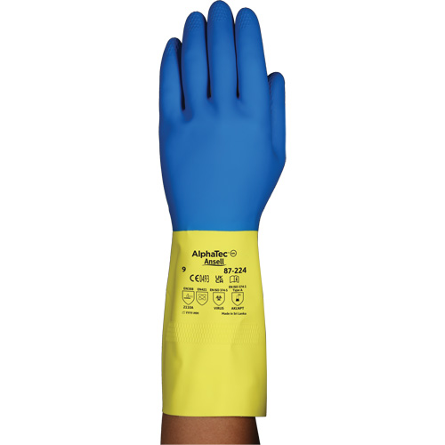 Alphatec® 87-224 Chemical-Resistant Gloves, Size 10, 12.8" L, Neoprene/Rubber Latex, Cotton/Flock-Lined Inner Lining, 26.8-mil