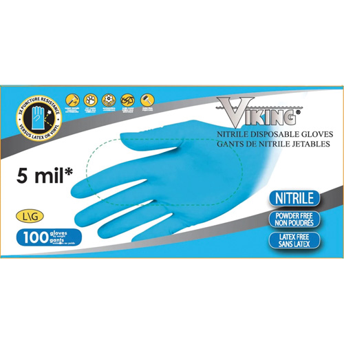 34600 Disposable Gloves, Medium, Nitrile, 5-mil, Powder-Free, Blue
