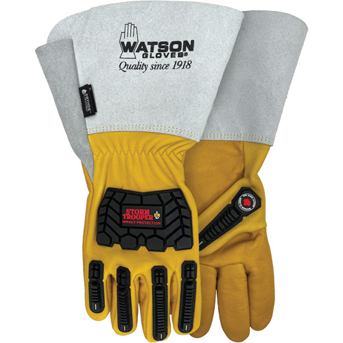 Storm Trooper Water-Resistant Gloves, Large, Cowhide Palm, Gauntlet Cuff