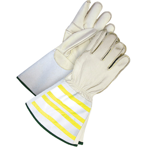 High-Visibility Utility Gloves with 6.25" Cuff, Large, Grain Cowhide Palm