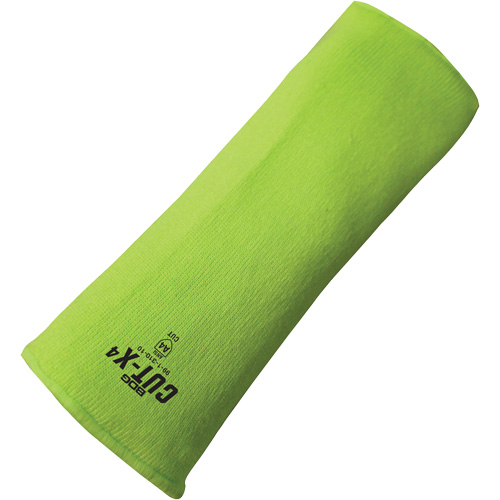 Cut-X® Cut-Resistant Sleeve, Fibreglass/Polyethylene, 12", ASTM ANSI Level A4, High Visibility Lime