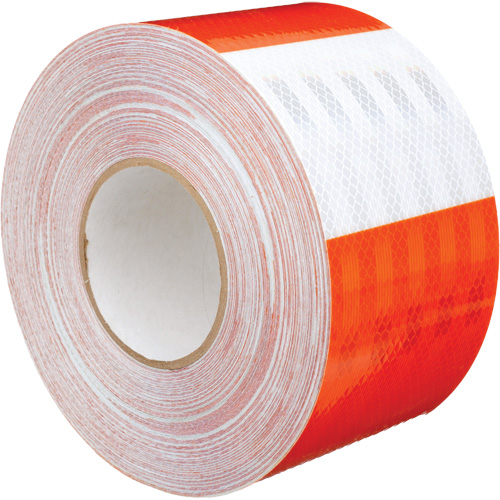 High Intensity Grade Flexible Work Zone Sheeting 382VHIP, 5" W x 150' L, Orange and White