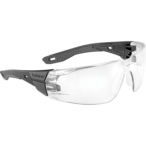 RUSH+ 2.0 M/L Safety Glasses with Black & Grey Frame, Clear Lens, Anti-Fog/Anti-Scratch/Hydrophobic HD, ANSI Z87+
