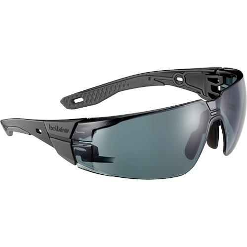 RUSH+ 2.0 M/L Safety Glasses with Black & Grey Frame, Smoke Lens, Anti-Fog/Anti-Scratch, ANSI Z87+