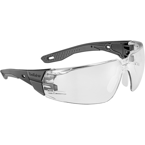 RUSH+ 2.0 Small Safety Glasses with Black & Grey Frame, Clear Lens, Anti-Fog/Anti-Scratch, ANSI Z87+