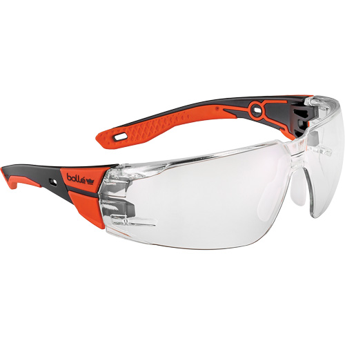 RUSH+ 2.0 Small Safety Glasses with Black & Red Frame, Clear Lens, Anti-Fog/Anti-Scratch, ANSI Z87+
