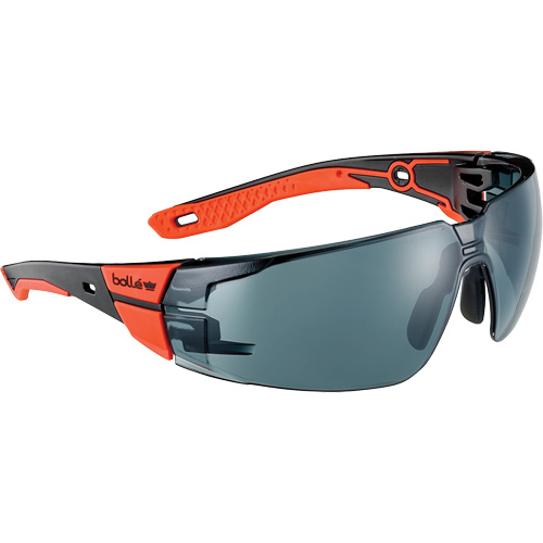 RUSH+ 2.0 Small Safety Glasses with Black & Red Frame, Smoke Lens, Anti-Fog/Anti-Scratch, ANSI Z87+