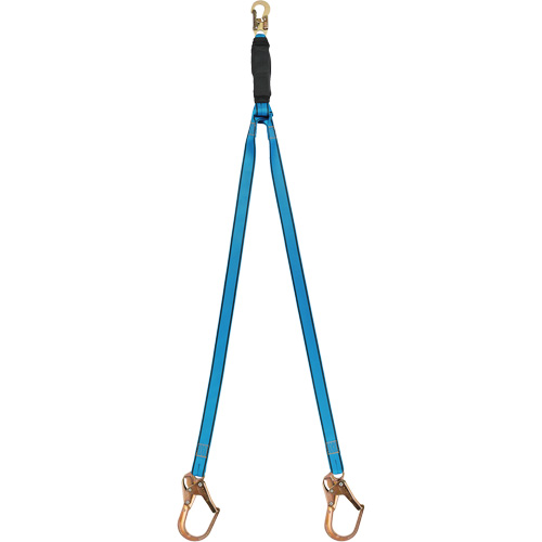 Phoenix Shock-Absorbing Lanyard, 1.8 m/6', Locking Snap Hook Center, Locking Snap Hook Leg Ends, Polyester