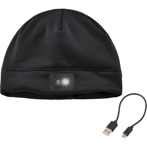 N-Ferno® Winter Skull Cap with LED Rechargeable Light, Fleece Lining, One Size, Black