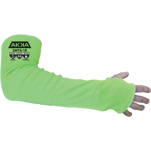 High Cut-Protection Sleeve, HPPE/Polyester/Spandex/Stainless Steel, 18", ASTM ANSI Level A6/EN 388 Level F, Green