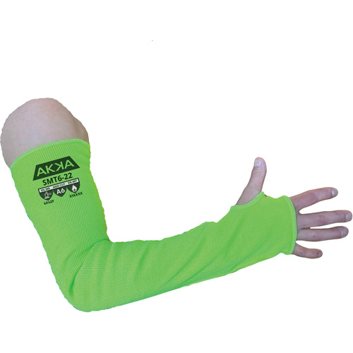High Cut-Protection Sleeve, HPPE/Polyester/Spandex/Stainless Steel, 22", ASTM ANSI Level A6/EN 388 Level F, Green