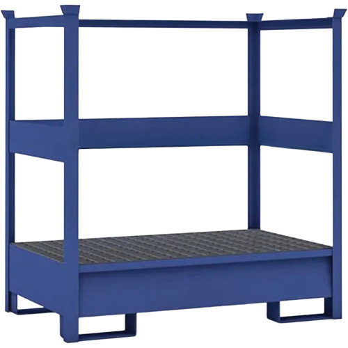 2-Drum Blue Transport Spill Containment Pallet with Side Rails, 66 US gal. Spill Capacity, 55" x 34" x 58"