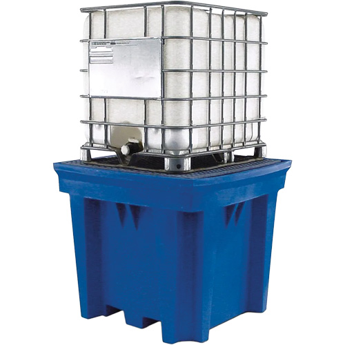 1 IBC Poly Spill Containment Pallet with Drain, 330 US gal. Spill Capacity, 56.5" x 56.5" x 48"