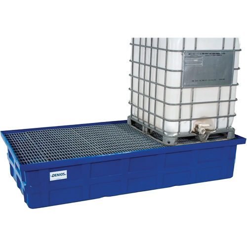 2 IBC Blue Poly Spill Containment Pallet with Galvanized Grating