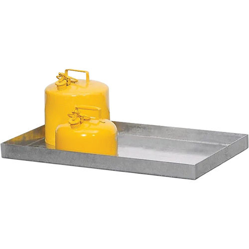 Galvanized Steel Spill Containment Tray, 48" L x 18" W x 3" H, 11 US gal. Spill Capacity