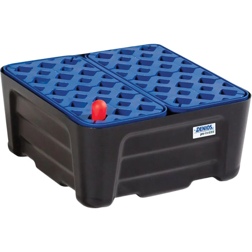 Black & Blue Spill Containment Tray with Grate, 15.8" L x 15.8" W x 7.1" H, 5.3 US gal. Spill Capacity