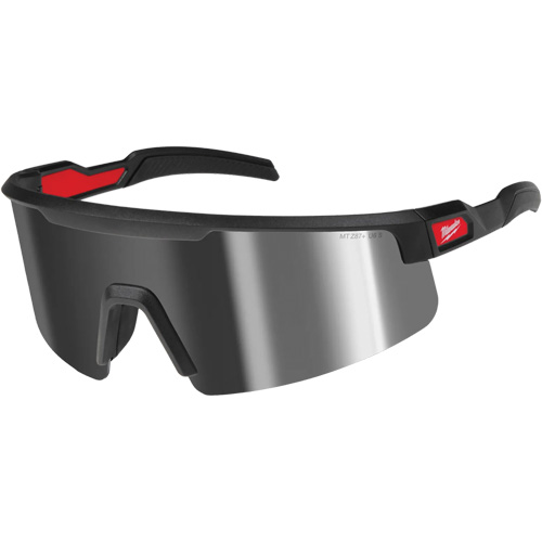 Wraparound Safety Glasses with Dual Coat Lens, Silver Mirror Lens, Anti-Scratch/Polarized, ANSI Z87+/Meets/Exceeds CSA Z94.3