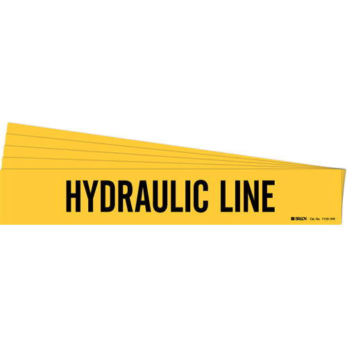 "Hydraulic Line" Pipe Marker, Self-Adhesive, 4" H x 24" W, Black on Yellow