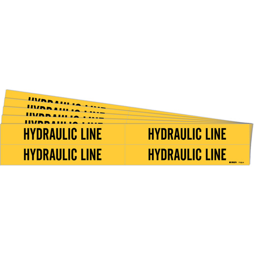"Hydraulic Line" Pipe Markers, Self-Adhesive, 1-1/8" H x 7" W, Black on Yellow