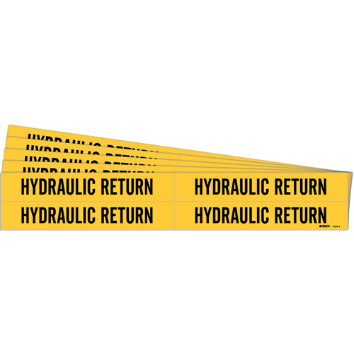 "Hydraulic Return" Pipe Markers, Self-Adhesive, 1-1/8" H x 7" W, Black on Yellow