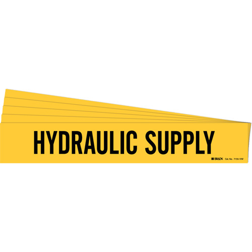 "Hydraulic Supply" Pipe Marker, Self-Adhesive, 4" H x 24" W, Black on Yellow