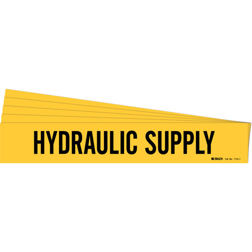 "Hydraulic Supply" Pipe Marker, Self-Adhesive, 2-1/4" H x 14" W, Black on Yellow
