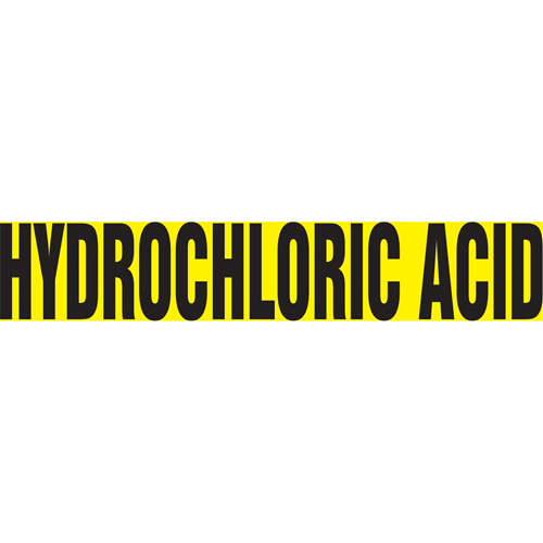 "Hydrochloric Acid" Pipe Markers, Self-Adhesive, 2-1/2" H x 12" W, Black on Yellow