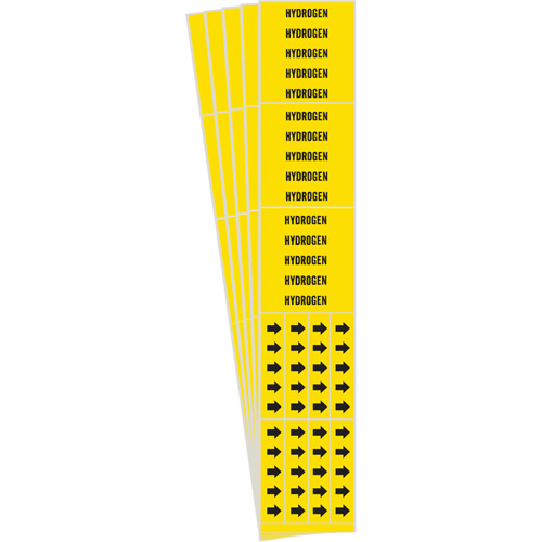 "Hydrogen" Pipe Markers, Self-Adhesive, 2-1/4" H x 2-3/4" W, Black on Yellow